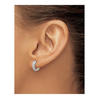 14K White Gold 1/3 ct tw Diamond Huggie Hoop Earrings – view 4