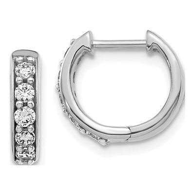 14K White Gold 1/3 ct tw Diamond Huggie Hoop Earrings