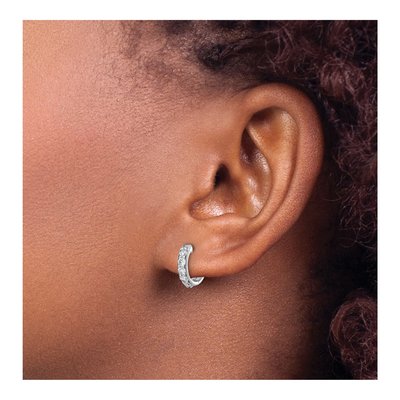 10K White Gold 1/2 ct tw Diamond Huggie Hoop Earrings – view 3