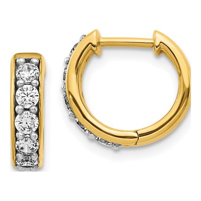 10K Yellow Gold 1/2 ct tw Diamond Huggie Hoop Earrings