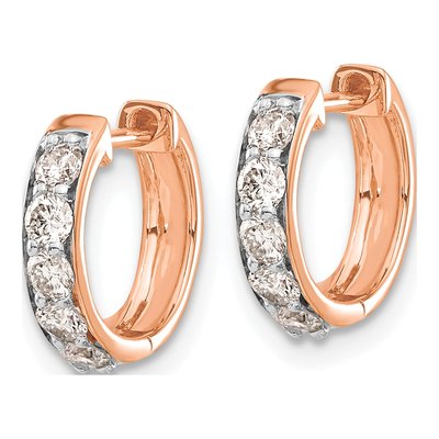 14K Rose Gold 1/2 ct tw 16mm Diamond Hoop Earrings – view 2