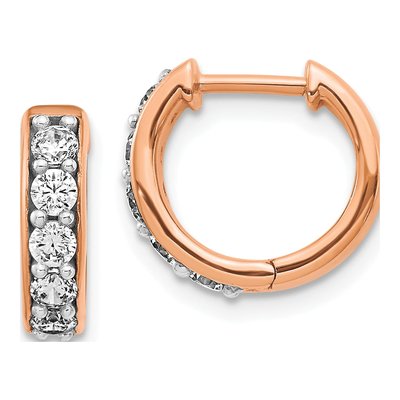 14K Rose Gold 1/2 ct tw 16mm Diamond Hoop Earrings