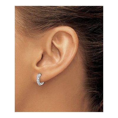 14K White Gold 1/2 ct tw Diamond Huggie Hoop Earrings – view 3