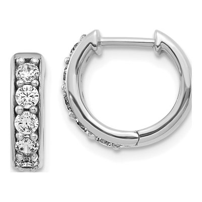14K White Gold 1/2 ct tw Diamond Huggie Hoop Earrings