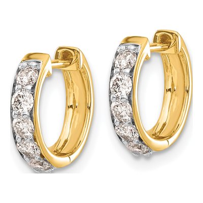 14K Yellow Gold 1/2 ct tw Diamond Huggie Hoop Earrings – view 3