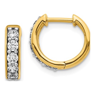 14K Yellow Gold 1/2 ct tw Diamond Huggie Hoop Earrings