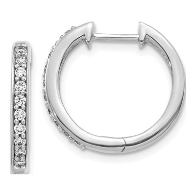 10K White Gold 1/4 ct tw 17mm Diamond Huggie Hoop Earrings