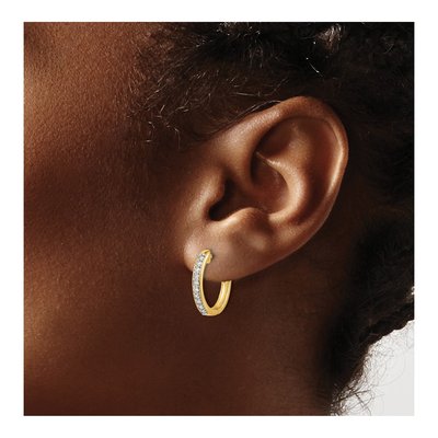 10K Yellow Gold 1/4 ct tw 17mm Diamond Huggie Hoop Earrings – view 3