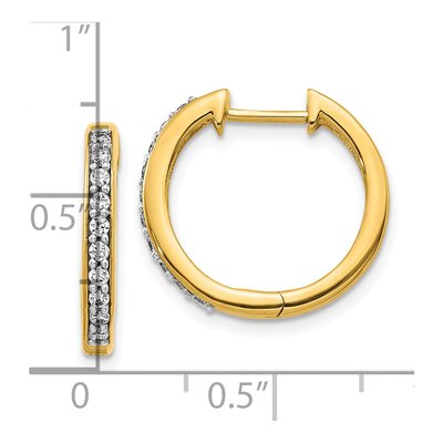 10K Yellow Gold 1/4 ct tw 17mm Diamond Huggie Hoop Earrings – view 4