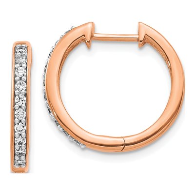 14K Rose Gold 1/4 ct tw 16mm Diamond Hoop Earrings