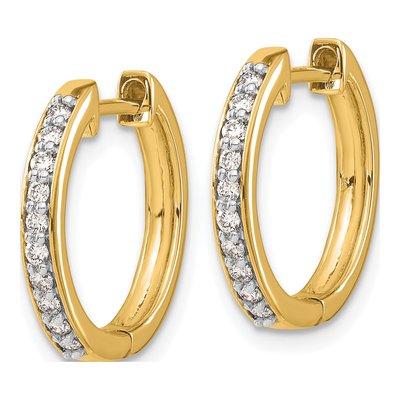 14K Yellow Gold 1/4 ct tw 17mm Diamond Huggie Hoop Earrings – view 3