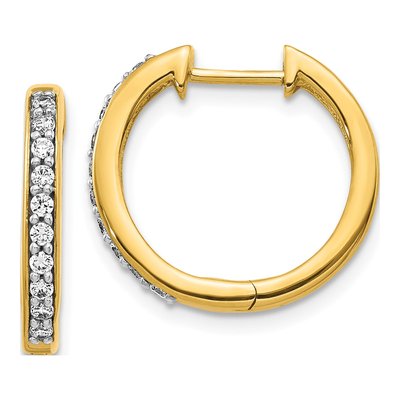 14K Yellow Gold 1/4 ct tw 17mm Diamond Huggie Hoop Earrings