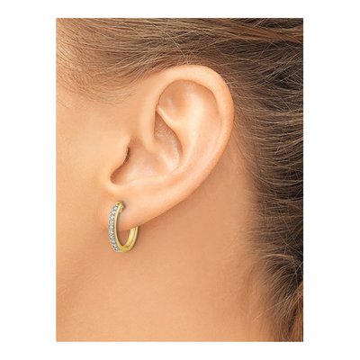 14K Yellow Gold 1/4 ct tw 17mm Lab-Grown Diamond Huggie Hoop Earrings – view 4