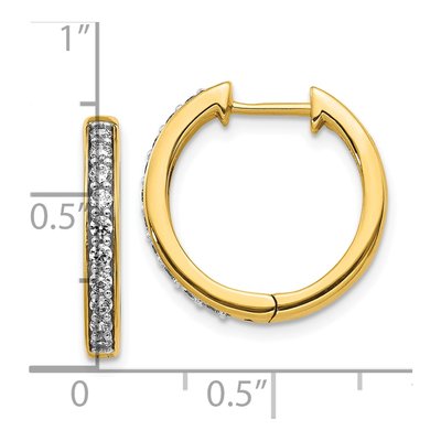 10K Yellow Gold 3/8 ct tw 17mm Diamond Huggie Hoop Earrings – view 4