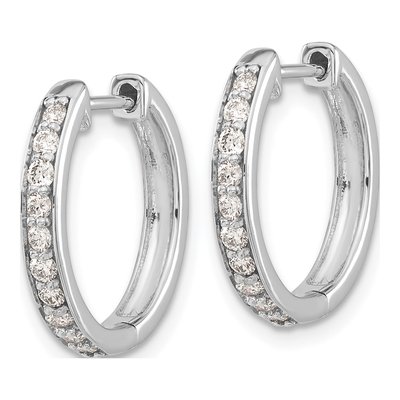 14K White Gold 3/8 ct tw 17mm Diamond Huggie Hoop Earrings – view 2