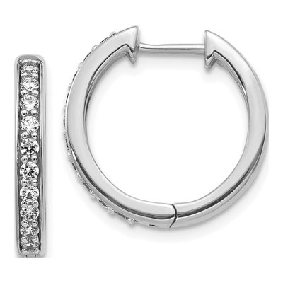 14K White Gold 3/8 ct tw 17mm Diamond Huggie Hoop Earrings