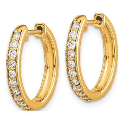14K Yellow Gold 3/8 ct tw 17mm Diamond Huggie Hoop Earrings – view 3