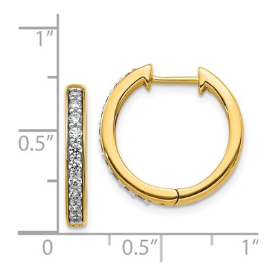 14K Yellow Gold 3/8 ct tw 17mm Diamond Huggie Hoop Earrings – view 5