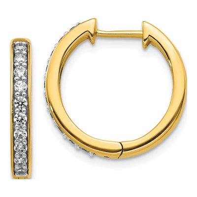 14K Yellow Gold 3/8 ct tw 17mm Diamond Huggie Hoop Earrings