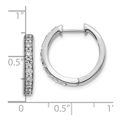 10K White Gold 1/2 ct tw 17mm Diamond Huggie Hoop Earrings – view 4