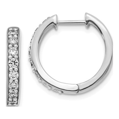 10K White Gold 1/2 ct tw 17mm Diamond Huggie Hoop Earrings