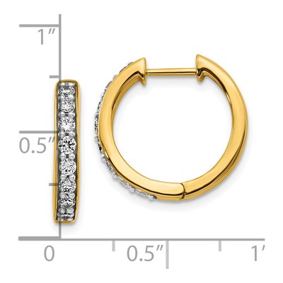 10K Yellow Gold 1/2 ct tw 17mm Diamond Huggie Hoop Earrings – view 4
