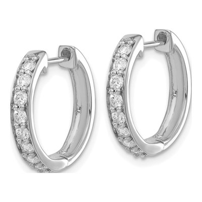 14K White Gold 1/2 ct tw 17mm Lab-Grown Diamond Huggie Hoop Earrings – view 2