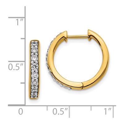 14K Yellow Gold 1/2 ct tw 17mm Diamond Huggie Hoop Earrings – view 5