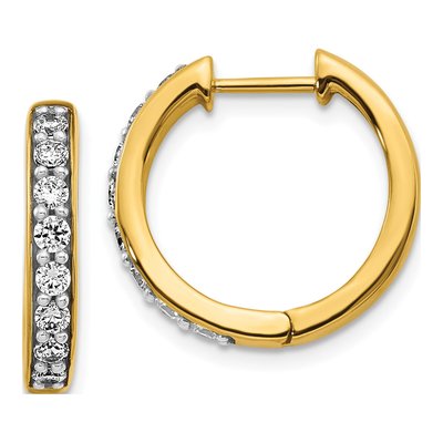 14K Yellow Gold 1/2 ct tw 17mm Diamond Huggie Hoop Earrings