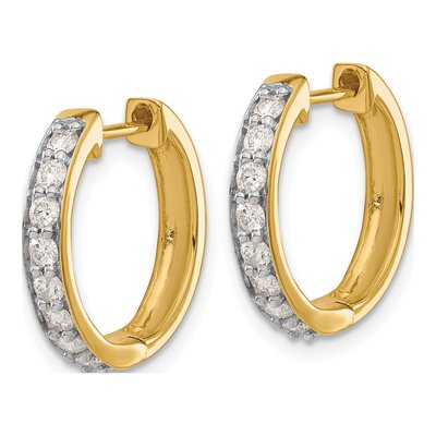 14K Yellow Gold 1/2 ct tw 17mm Lab-Grown Diamond Huggie Hoop Earrings – view 3