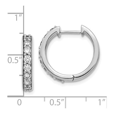 10K White Gold 3/4 ct tw 17mm Diamond Huggie Hoop Earrings – view 4