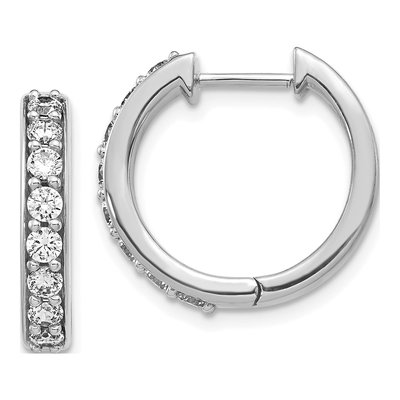 10K White Gold 3/4 ct tw 17mm Diamond Huggie Hoop Earrings