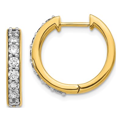 10K Yellow Gold 3/4 ct tw 17mm Diamond Huggie Hoop Earrings