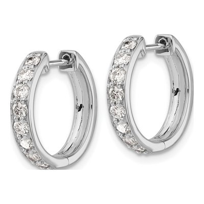 14K White Gold 3/4 ct tw 17mm Diamond Huggie Hoop Earrings – view 2