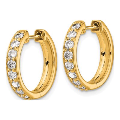 14K Yellow Gold 3/4 ct tw 17mm Diamond Huggie Hoop Earrings – view 2