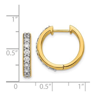 14K Yellow Gold 3/4 ct tw 17mm Diamond Huggie Hoop Earrings – view 4