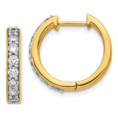 14K Yellow Gold 3/4 ct tw 17mm Diamond Huggie Hoop Earrings