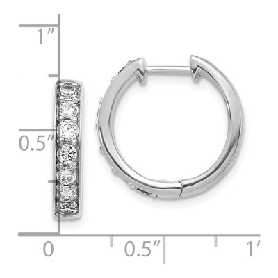 10K White Gold 1 ct tw 17mm Diamond Huggie Hoop Earrings – view 4