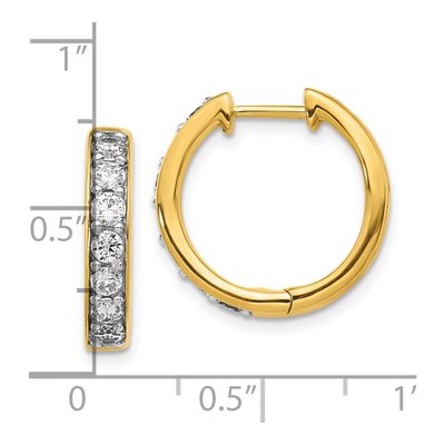 10K Yellow Gold 1 ct tw 17mm Diamond Huggie Hoop Earrings – view 4