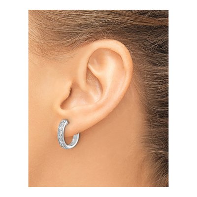 14K White Gold 1 ct tw 17mm Lab-Grown Diamond Huggie Hoop Earrings – view 4