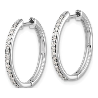 10K White Gold 1/4 ct tw 22mm Diamond Huggie Hoop Earrings – view 2
