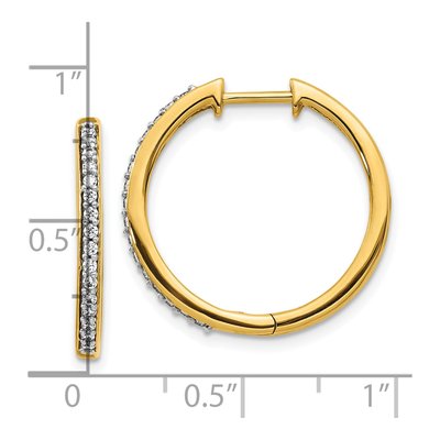 10K Yellow Gold 1/4 ct tw 22mm Diamond Huggie Hoop Earrings – view 2