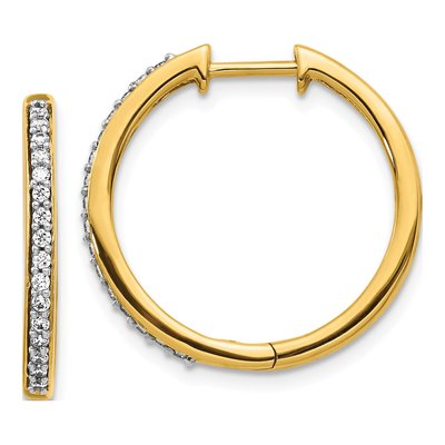 10K Yellow Gold 1/4 ct tw 22mm Diamond Huggie Hoop Earrings
