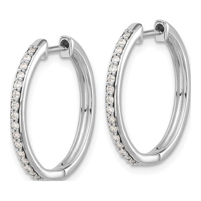 14K White Gold 1/4 ct tw 22mm Diamond Huggie Hoop Earrings – view 3