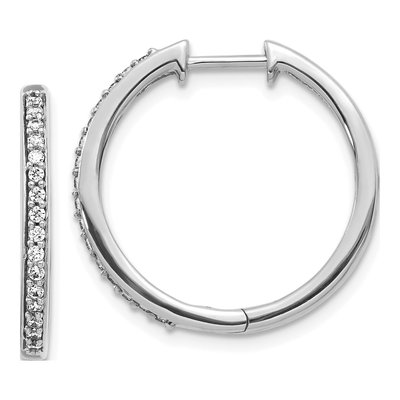 14K White Gold 1/4 ct tw 22mm Diamond Huggie Hoop Earrings