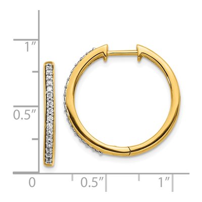 14K Yellow Gold 1/4 ct tw 22mm Diamond Huggie Hoop Earrings – view 2