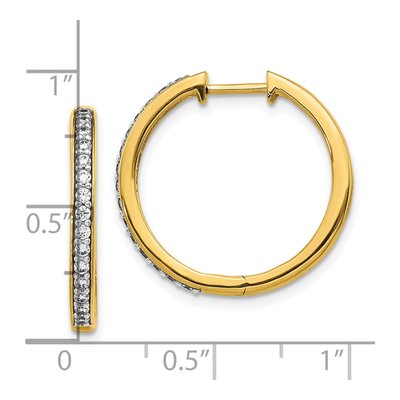 10K Yellow Gold 1/3 ct tw 22mm Diamond Huggie Hoop Earrings – view 4