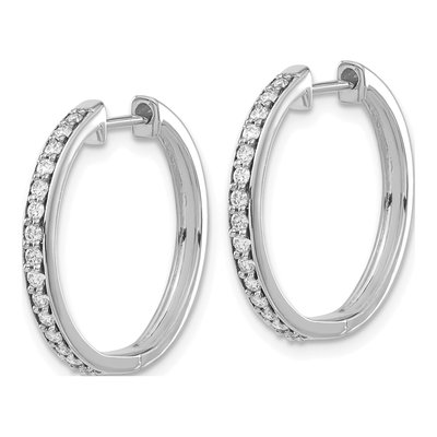 14K White Gold 1/3 ct tw 22mm Diamond Huggie Hoop Earrings – view 2