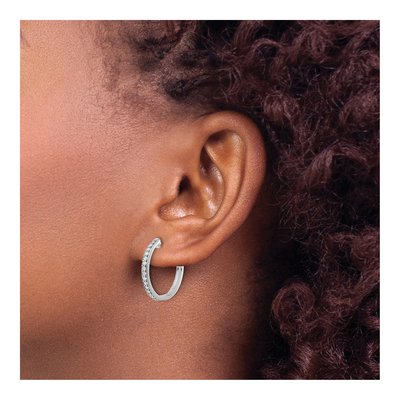 14K White Gold 1/3 ct tw 22mm Lab-Grown Diamond Huggie Hoop Earrings – view 3