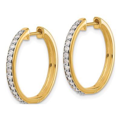 14K Yellow Gold 1/3 ct tw 22mm Lab-Grown Diamond Huggie Hoop Earrings – view 2